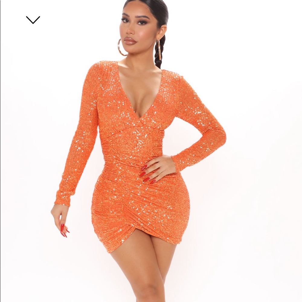 orange sequin fashion nova dress